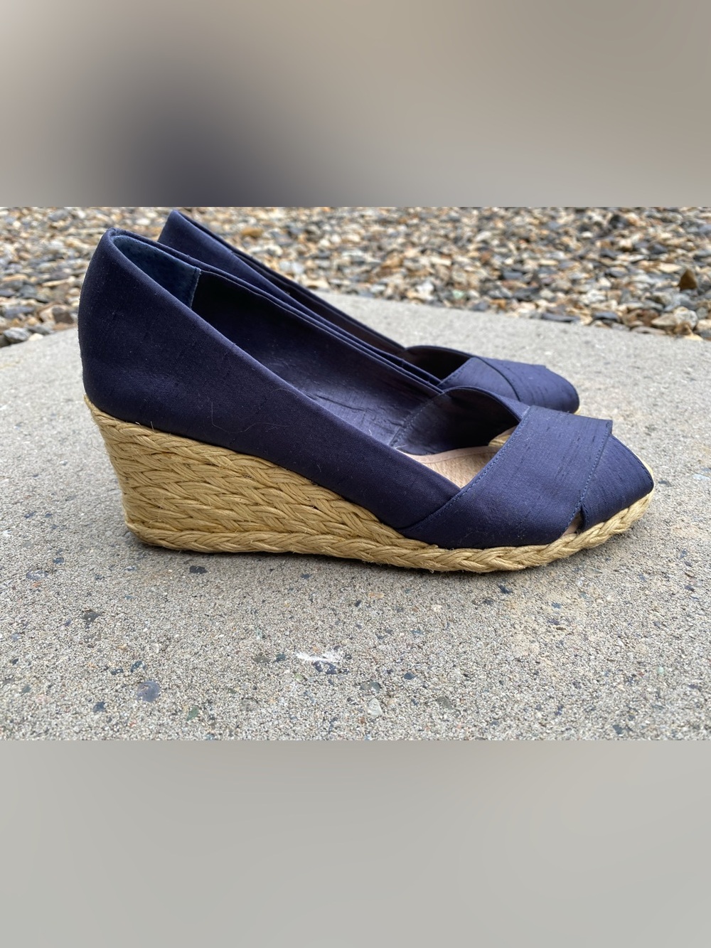 Lauren Ralph Lauren Navy Espadrille Wedge Peep-Toe Pumps Navy